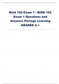 Biod 102 Exam 1 &sol; BIOD 102 Exam 1 Questions and Answers Portage Learning GRADED A &plus;