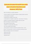 Colorado Accident & health laws state exam simulator Questions and Answers 100% Pass
