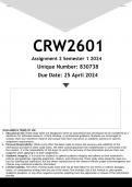  CRW2601 Assignment 2 (ANSWERS) Semester 1 2024 - DISTINCTION GUARANTEED