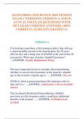 214 FLORIDA INSURANCE 2024 NEWEST  EXAM 2 VERSIONS &lpar;VERSION A AND B&rpar;  ACTUAL 350 EXAM QUESTIONS WITH  DETAILED VERIFIED ANSWERS &lpar;100&percnt;  CORRECT&rpar; &sol;ALREADY GRADED A&plus;