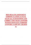 HESI HEALTH ASSESSMENT VERSION 4 LATEST ACTUAL EXAM ALL 55 QUESTIONS AND CORRECT DETAILED ANSWERS WITH RATIONALES (VERIFIED ANSWERS) |ALREADY GRADED A+
