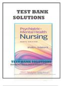 Test bank solutions-videbeck sheila psychiatric mental health nursing 9th edition-complete and newest version 2024