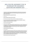 WGU D333 PRE-ASSESSMENT ETHIC IN TECHNOLOGY PRE-ASSESSMENT QUESTIONS AND