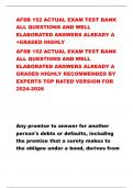 AFSB 152 ACTUAL EXAM TEST BANK  ALL QUESTIONS AND WELL  ELABORATED ANSWERS ALREADY A  +GRADED HIGHLY  AFSB 152 ACTUAL EXAM TEST BANK  ALL QUESTIONS AND WELL  ELABORATED ANSWERS ALREADY A  GRADED HIGHLY RECOMMENDED BY  EXPERTS TOP RATED VERSION FOR  2024-2