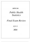 (UOP) MPH 550 PUBLIC HEALTH STATISTICS COMPREHENSIVE FINAL EXAM REVIEW Q & A