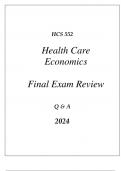 (UOP) HCS 552 HEALTH CARE ECONOMICS COMPREHENSIVE FINAL EXAM REVIEW Q & A