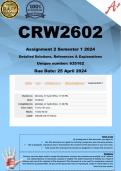 CRW2602 Assignment 2 QUIZ (COMPLETE ANSWERS) Semester 1 2024 (635162) - DUE 25 April 2024