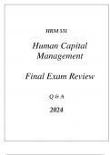 (UOP) HRM 531` HUMAN CAPITAL MANAGEMENT COMPREHENSIVE FINAL EXAM REVIEW Q & A