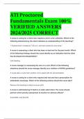 BEST REVIEW ATI Proctored Fundamentals Exam 100%  VERIFIED ANSWERS  2024/2025 CORRECT