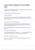 Florida Claims Adjuster A&plus; Exam Q&As 2024