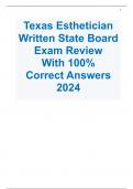 Texas Esthetician Written State Board Exam Review with 100% Correct Answers 2024.