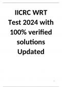 IICRC WRT Test 2024 with 100% verified solutions Updated