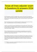 Texas all lines adjuster exam A Questions & answers 2024 update