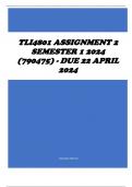 TLI4801 Assignment 2 Semester 1 2024 (790475) - DUE 22 April 2024