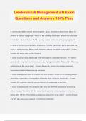 Leadership & Management ATI Exam Questions and Answers 100&percnt; Pass