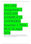 AFL1502 Assignment 2 ENGLISH (COMPLETE ANSWERS) Semester 1 2024 - DUE 26 April 2024