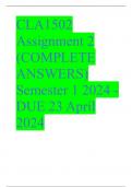 CLA1502 Assignment 2 &lpar;COMPLETE ANSWERS&rpar; Semester 1 2024 - DUE 23 April 2024