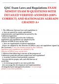 QAC Exam Laws and Regulations EXAM NEWEST EXAM 50 QUESTIONS WITH DETAILED VERIFIED ANSWERS
