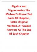 Test Bank for Algebra and Trigonometry 12th Edition By Michael Sullivan (All Chapters, 100% Original Verified, A+ Grade)