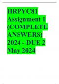HRPYC81 Assignment 1 (COMPLETE ANSWERS) 2024 - DUE 2 May 2024