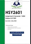 HSY2601 Assignment 4 &lpar;QUALITY ANSWERS&rpar; Semester 1 2024