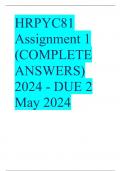 HRPYC81 Assignment 1 (COMPLETE ANSWERS) 2024 - DUE 2 May 2024