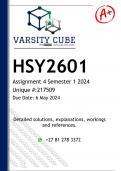 HSY2601 Assignment 4 (DETAILED ANSWERS) Semester 1 2024 - DISTINCTION GUARANTEED 