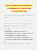 NRP 8th Edition Quiz Answers Part-1 Pre-assessment Questions and Answers 100% Pass