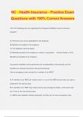 NC - Health Insurance - Practice Exam Questions with 100% Correct Answers