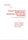 Test Bank for Strategic Management and Business Policy Globalization, Innovation and Sustainability 16th Edition (Global Edition) By Charles Bamford, Alan Hoffman, Thomas Wheelen, David Hunger (All Chapters, 100% Original Verified, A+ Grade)