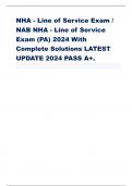 NHA - Line of Service Exam /  NAB NHA - Line of Service  Exam (PA) 2024 With  Complete Solutions LATEST  UPDATE 2024 PASS A+