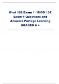 Biod 102 Exam 1 / BIOD 102 Exam 1 Questions and Answers Portage Learning GRADED A +