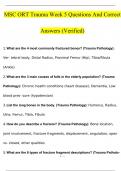 MSC ORT Trauma Week 5 Questions And Answers With Verified Study Set latest 2024