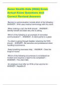Home Health Aide &lbrace;HHA&rcub; Exam Actual Exam Questions And  Correct Revised Answers