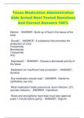 Texas Medication Administration  Aide Actual Real Tested Questions  And Correct Answers 100%