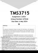 TMS3715 Assignment 2 (ANSWERS) 2024 (675546) - DISTINCTION GUARANTEED