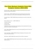 First Class Business Analytics Exam With  Complete Solution (2024-2025
