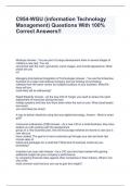 C954-WGU (information Technology Management) Questions With 100% Correct Answers!!