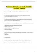 Business Analytics Exam Test 2 With  Complete Solution