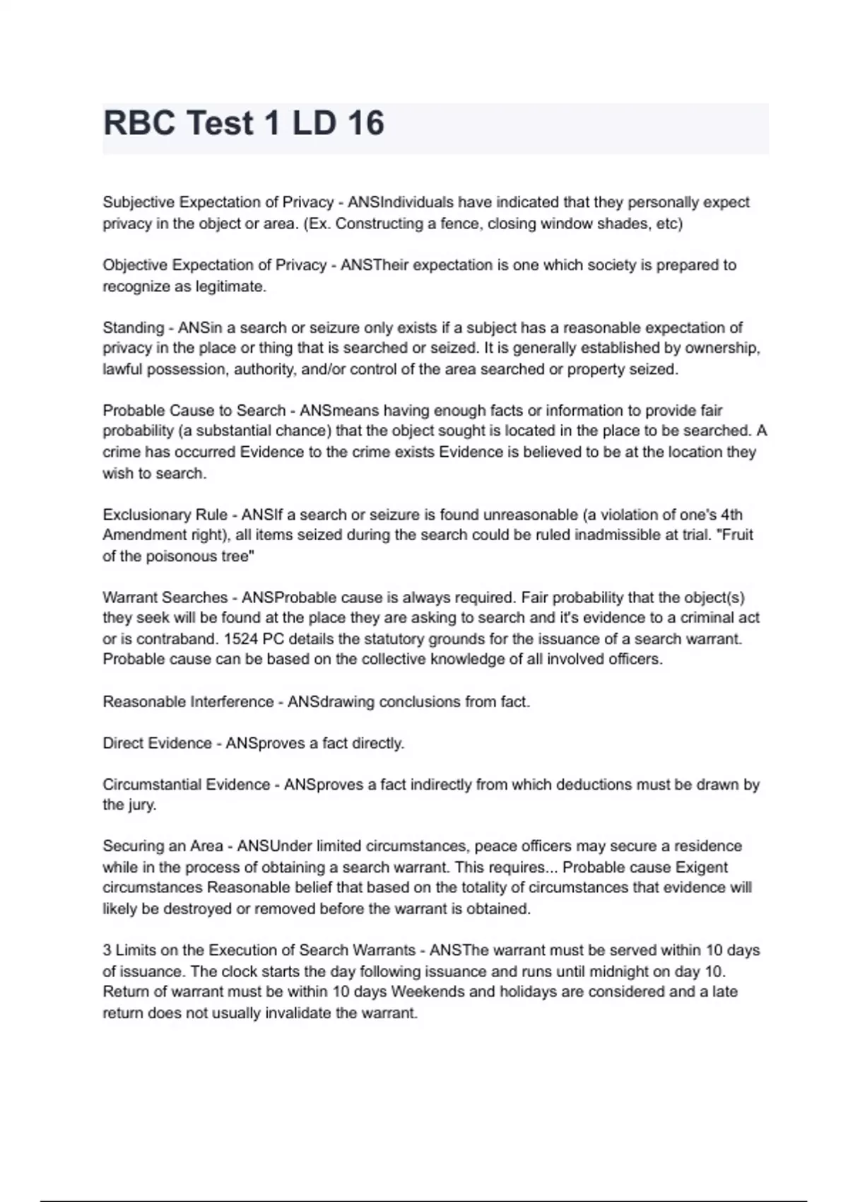 RBC Test 1 LD 16 graded A+ by experts 2024/2025 RBC 1 N Stuvia US