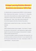 Portage Learning Nutrition Module 1 Questions and Answers 100&percnt; Pass