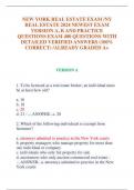 NEW YORK REAL ESTATE EXAM /NY  REAL ESTATE 2024 NEWEST EXAM  VERSION A, B AND PRACTICE  QUESTIONS EXAM 400 QUESTIONS WITH  DETAILED VERIFIED ANSWERS (100%  CORRECT) /ALREADY GRADED A