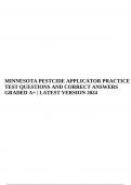 MINNESOTA PESTCIDE APPLICATOR PRACTICE TEST QUESTIONS AND CORRECT ANSWERS GRADED A&plus; &vert; LATEST VERSION 2024&period; 