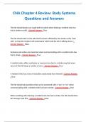 CNA Chapter 4 Review: Body Systems Questions and Answers