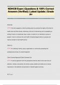 NDHCB Exam &vert; Questions & 100&percnt; Correct  Answers &lpar;Verified&rpar; &vert; Latest Update &vert; Grade  A&plus;