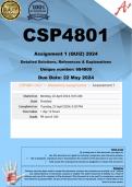 CSP4801 Assignment 1 QUIZ (COMPLETE ANSWERS)2024 (684809) - DUE 22 May 2024