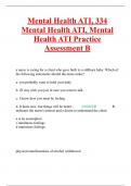 Mental Health ATI, 334 Mental Health ATI, Mental Health ATI Practice Assessment B