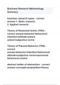 Business Research Methodology Summary with complete solutions