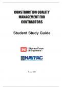 CONSTRUCTION QUALITY MANAGEMENT FOR CONTRACTORS STUDENTS STUDY GUIDE (US ARMY COPS OF ENGINEERS)