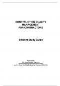 CONSTRUCTION QUALITY MANAGEMENT FOR CONTRACTORS (Students Study Guide)